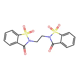 1,1-dioxo-2-[2-(1,1,3-trioxo-1,2-benzothiazol-2-yl)ethyl]-1,2-benzothiazol-3-one structure