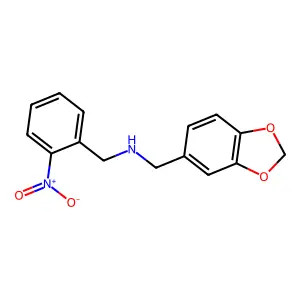 1-(1,3-benzodioxol-5-yl)-N-[(2-nitrophenyl)methyl]methanamine structure