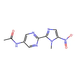 N-[2-(1-methyl-5-nitroimidazol-2-yl)pyrimidin-5-yl]acetamide structure