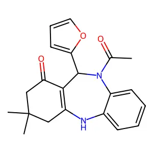 10-Acetyl-11-(2-furyl)-3,3-dimethyl-2,3,4,5,10,11-hexahydro-1H-dibenzo[b,E][1,4]diazepin-1-one structure