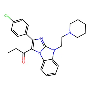 1-{2-(4-chlorophenyl)-9-[2-(piperidin-1-yl)ethyl]-9H-imidazo[1,2-a]benzimidazol-3-yl}propan-1-one structure