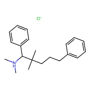(2,2-dimethyl-1,5-diphenylpentyl)-dimethylazanium chloride structure