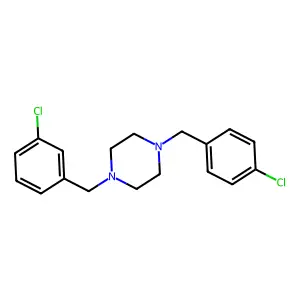 1-(3-chlorobenzyl)-4-(4-chlorobenzyl)piperazine structure