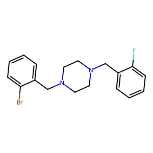 1-(2-bromobenzyl)-4-(2-fluorobenzyl)piperazine structure