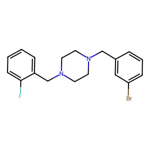 1-(3-bromobenzyl)-4-(2-fluorobenzyl)piperazine structure