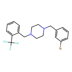 1-(3-bromobenzyl)-4-[2-(trifluoromethyl)benzyl]piperazine structure