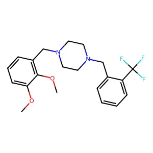 1-[(2,3-dimethoxyphenyl)methyl]-4-[[2-(trifluoromethyl)phenyl]methyl]piperazine structure