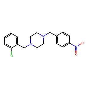 1-(2-chlorobenzyl)-4-(4-nitrobenzyl)piperazine structure