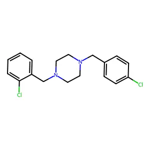 1-(2-chlorobenzyl)-4-(4-chlorobenzyl)piperazine structure