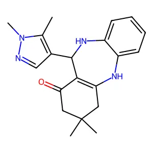 11-(1,5-dimethyl-1H-pyrazol-4-yl)-3,3-dimethyl-3,4,10,11-tetrahydro-2H-dibenzo[b,e][1,4]diazepin-1-ol structure