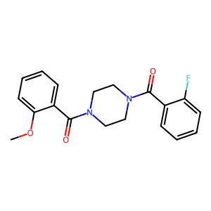1-(2-fluorobenzoyl)-4-(2-methoxybenzoyl)piperazine structure