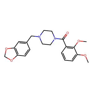 1-(1,3-benzodioxol-5-ylmethyl)-4-(2,3-dimethoxybenzoyl)piperazine structure