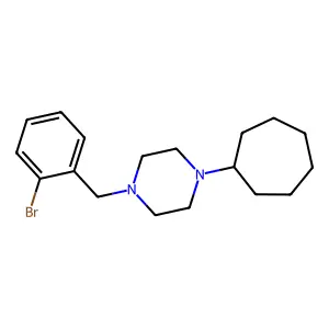 1-[(2-bromophenyl)methyl]-4-cycloheptylpiperazine structure