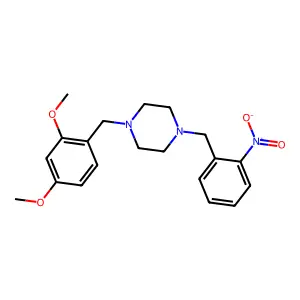 1-[(2,4-dimethoxyphenyl)methyl]-4-[(2-nitrophenyl)methyl]piperazine structure