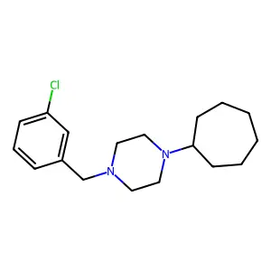 1-(3-chlorobenzyl)-4-cycloheptylpiperazine structure