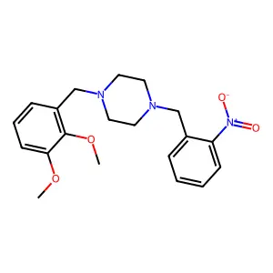 1-[(2,3-dimethoxyphenyl)methyl]-4-[(2-nitrophenyl)methyl]piperazine structure