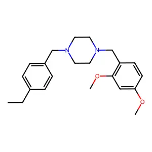 1-(2,4-dimethoxybenzyl)-4-(4-ethylbenzyl)piperazine structure