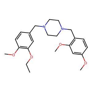 1-[(2,4-dimethoxyphenyl)methyl]-4-[(3-ethoxy-4-methoxyphenyl)methyl]piperazine structure