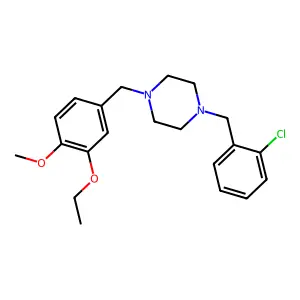 1-(2-chlorobenzyl)-4-(3-ethoxy-4-methoxybenzyl)piperazine structure