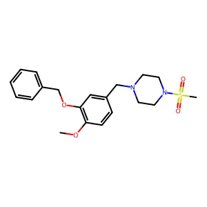 1-[3-(benzyloxy)-4-methoxybenzyl]-4-(methylsulfonyl)piperazine structure