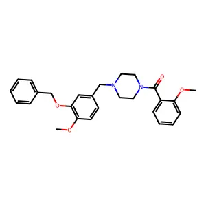 1-[3-(benzyloxy)-4-methoxybenzyl]-4-(2-methoxybenzoyl)piperazine structure