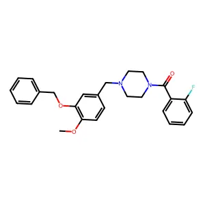 1-[3-(benzyloxy)-4-methoxybenzyl]-4-(2-fluorobenzoyl)piperazine structure