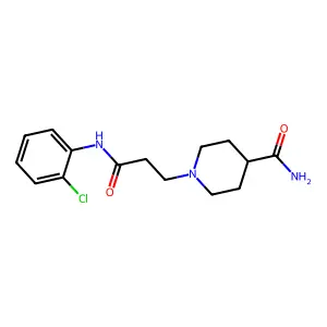 1-[3-(2-chloroanilino)-3-oxopropyl]-4-piperidinecarboxamide structure