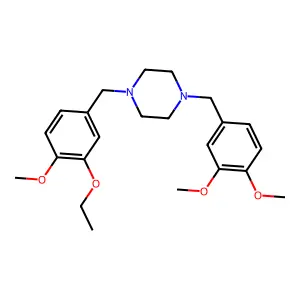 1-[(3,4-dimethoxyphenyl)methyl]-4-[(3-ethoxy-4-methoxyphenyl)methyl]piperazine structure