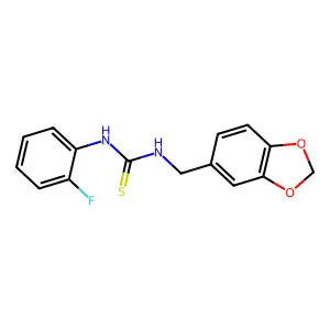 1-(1,3-benzodioxol-5-ylmethyl)-3-(2-fluorophenyl)thiourea structure
