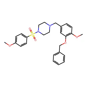 1-[3-(benzyloxy)-4-methoxybenzyl]-4-[(4-methoxyphenyl)sulfonyl]piperazine structure