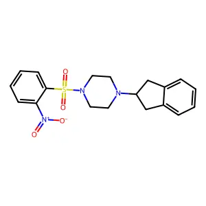 1-(2,3-dihydro-1H-inden-2-yl)-4-[(2-nitrophenyl)sulfonyl]piperazine structure