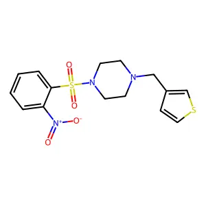1-(2-nitrophenyl)sulfonyl-4-(thiophen-3-ylmethyl)piperazine structure