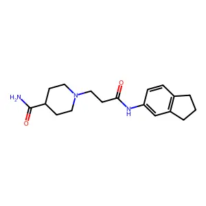 1-[3-(2,3-dihydro-1H-inden-5-ylamino)-3-oxopropyl]piperidine-4-carboxamide structure