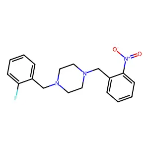 1-(2-fluorobenzyl)-4-(2-nitrobenzyl)piperazine structure