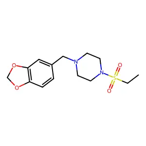 1-(1,3-benzodioxol-5-ylmethyl)-4-(ethylsulfonyl)piperazine structure