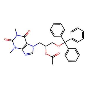 [1-(1,3-dimethyl-2,6-dioxopurin-7-yl)-3-trityloxypropan-2-yl] acetate structure