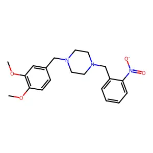 1-[(3,4-dimethoxyphenyl)methyl]-4-[(2-nitrophenyl)methyl]piperazine structure
