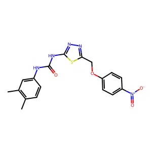 1-(3,4-dimethylphenyl)-3-{5-[(4-nitrophenoxy)methyl]-1,3,4-thiadiazol-2-yl}urea structure