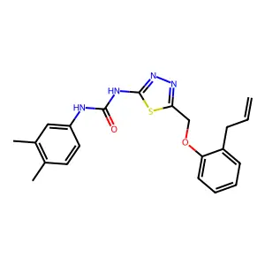 1-(3,4-dimethylphenyl)-3-(5-{[2-(prop-2-en-1-yl)phenoxy]methyl}-1,3,4-thiadiazol-2-yl)urea structure