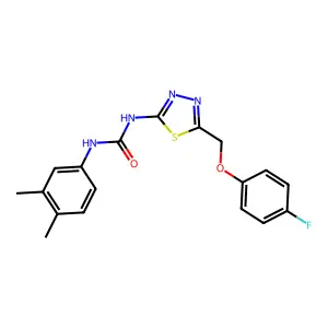 1-(3,4-dimethylphenyl)-3-{5-[(4-fluorophenoxy)methyl]-1,3,4-thiadiazol-2-yl}urea structure