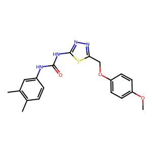 1-(3,4-dimethylphenyl)-3-[5-[(4-methoxyphenoxy)methyl]-1,3,4-thiadiazol-2-yl]urea structure