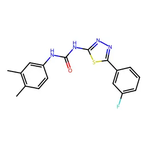 1-(3,4-dimethylphenyl)-3-[5-(3-fluorophenyl)-1,3,4-thiadiazol-2-yl]urea structure