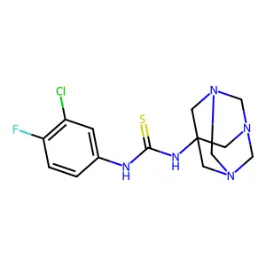 1-(3-chloro-4-fluorophenyl)-3-(1,3,5-triazatricyclo[3.3.1.13,7]decan-7-yl)thiourea structure