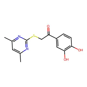 1-(3,4-dihydroxyphenyl)-2-(4,6-dimethylpyrimidin-2-yl)sulfanylethanone structure