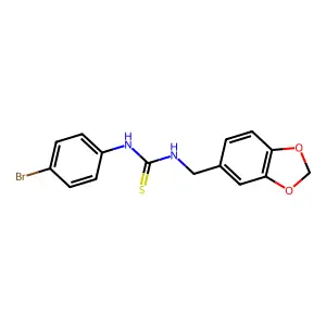 1-(1,3-benzodioxol-5-ylmethyl)-3-(4-bromophenyl)thiourea structure