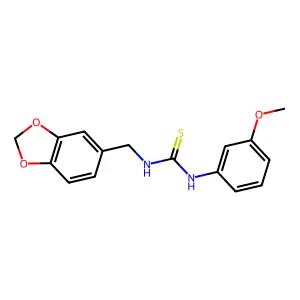 1-(1,3-benzodioxol-5-ylmethyl)-3-(3-methoxyphenyl)thiourea structure