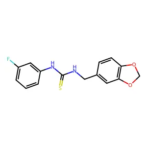 1-(1,3-benzodioxol-5-ylmethyl)-3-(3-fluorophenyl)thiourea structure
