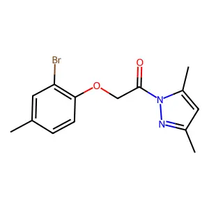 1-[(2-bromo-4-methylphenoxy)acetyl]-3,5-dimethyl-1H-pyrazole structure