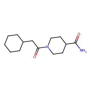 1-(2-cyclohexylacetyl)piperidine-4-carboxamide structure