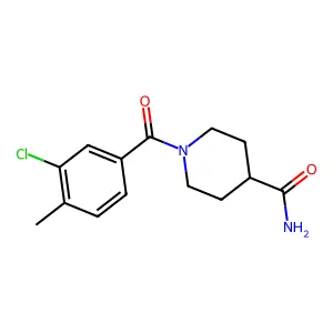 1-[(3-chloro-4-methylphenyl)carbonyl]piperidine-4-carboxamide structure
